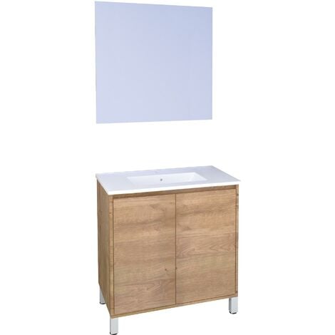 Meuble Salle de Bain BELIS - A poser - Miroir Suspendu - 60cm - Finition Blanc