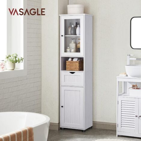 Meuble Colonne salle de bain MDF pivotante - MIROIR NOIRE - Maison