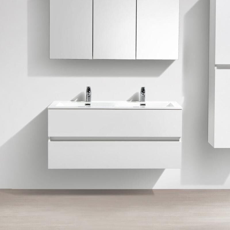 Stano. - Meuble salle de bain design double vasque siena largeur 120 cm blanc laqué