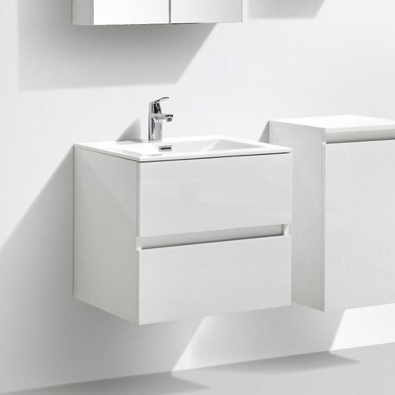 Stano. - Meuble salle de bain design simple vasque siena largeur 60 cm blanc laqué