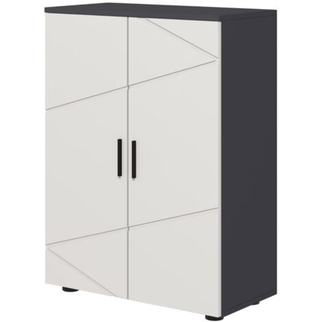 Meuble salle de bain double porte 60x30x82cm avec étagères réglables - Rangement pour salon - Gris