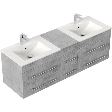 Meuble salle de bain double vasque Roma XL Aspect Béton