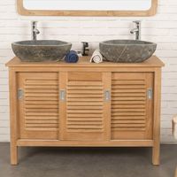 Meuble Salle De Bain En Teck Massif Tempo 120 Cm - 