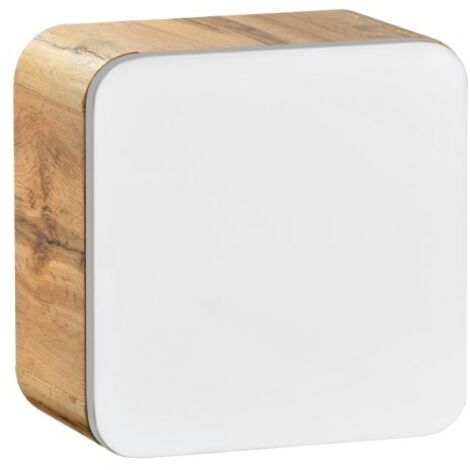 Meuble salle de bain ERBANO – Chêne clair et blanc brillant – 35x35 cm – 1 porte – À suspendre
