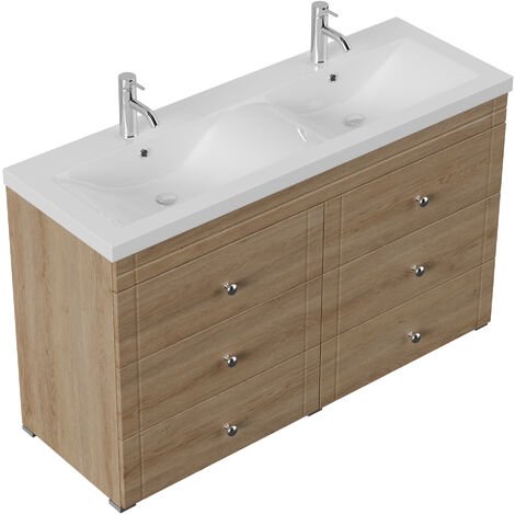 Meuble salle de bain Gallo classique décor chêne à poser