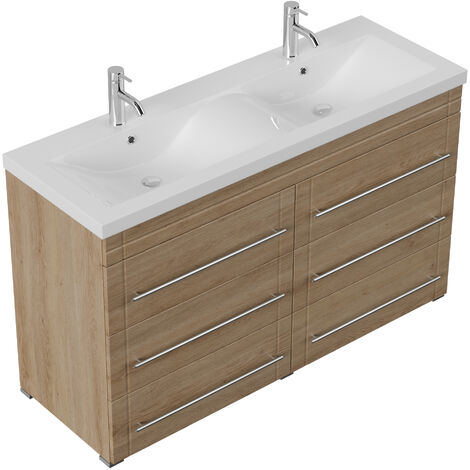 Meuble salle de bain Gallo moderne décor chêne à poser