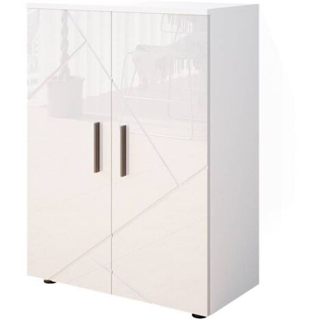 Vicco – Armoire murale de salle de bain 60 x 81 x 30 cm – Blanc haute brillance – Panneau de particules 16 mm – 2 portes, 3 étagères internes