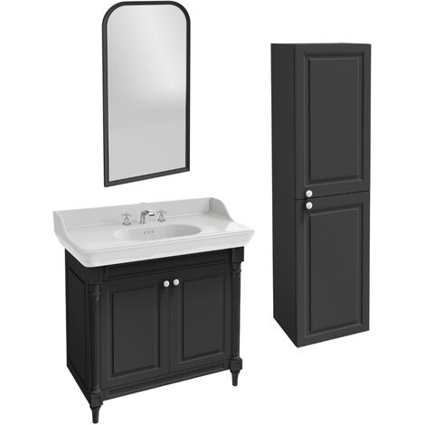 Meuble salle de bain JACOB DELAFON Cléo 1889 + colonne droite miroir + mélangeur croisillon chromé