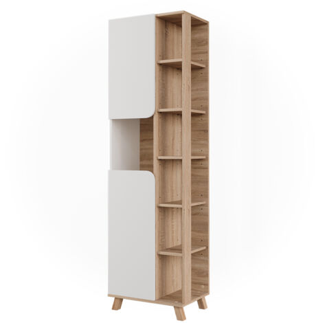 Meuble Salle De Bain COSTWAY 4 Portes 2 Compartiments - Armoire Haute 60x30x163 Cm - Blanc