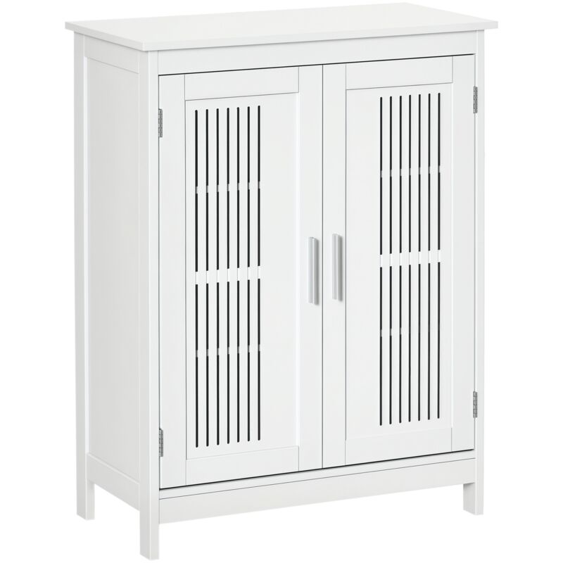 Meuble Bas Salle De Bain 2 Portes 2 &Eacute;tag&egrave;res Blanc