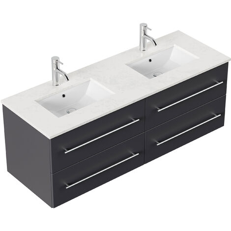 Meuble salle de bain Leek XL Cottage quartz Anthracite - anthracite satiné