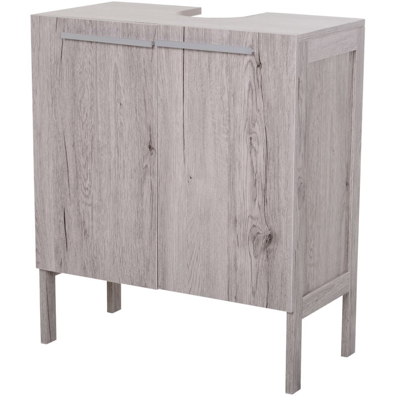 Homcom - Meuble salle de bain - meuble sous-vasque - placard 2 portes avec étagère - dim. 60L x 30l x 70H cm - mdf imitation bois gris