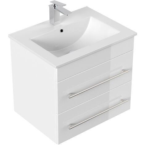 Meuble Salle De Bain Mars 600 Slimline Blanc Brillant