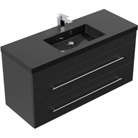 Meuble salle de bain Neo vasque noir, noir satiné - noir