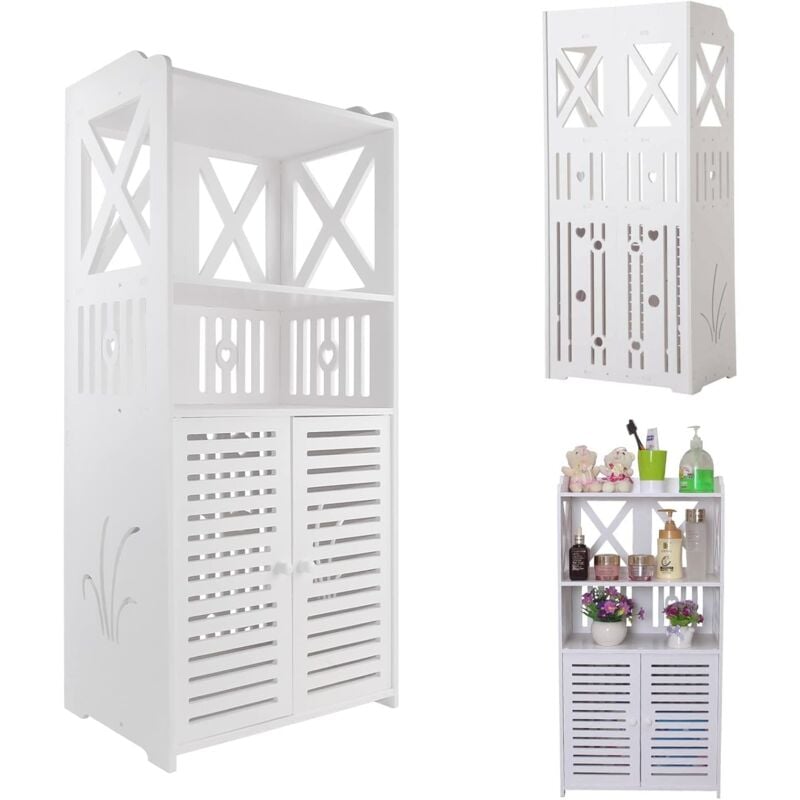 Hsha - Meuble Salle de Bain Rangement, Armoire de Rangement, Placard de Rangement pour Salon, Cuisine, Meuble de Angle, Gain de Place, 90x40x25cm,