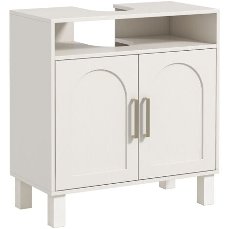 Meuble salle de bain sous lavabo meuble sous lavabo placard 2 portes avec étagère réglable 60 x 30 x 63 cm blanc