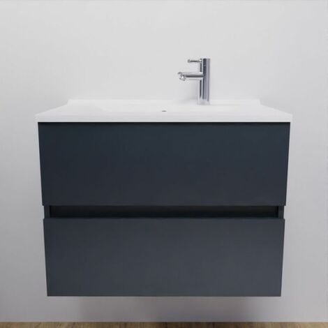 Meuble salle de bain suspendu ROSALY 70 cm - Gris anthracite - Gris