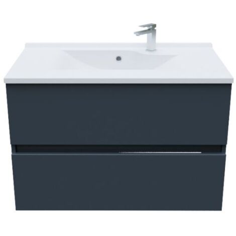 Meuble salle de bain suspendu ROSALY 80 cm - Gris anthracite - Gris