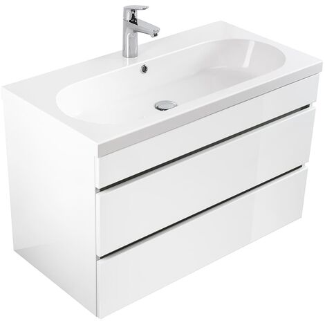 Meuble salle de bain Talis 70 blanc brillant avec tiroirs sans poignées