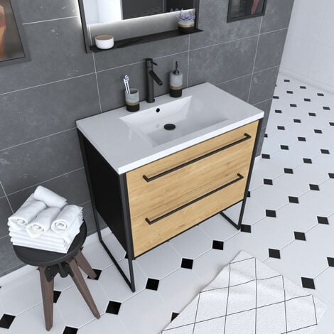 Meuble de salle de bain contemporain 100 cm, meuble de salle de bain  complet Brianza