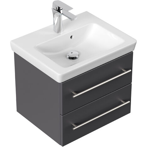 Meuble SDB avec vasque de Villeroy &amp Boch Subway 2.0 80 cm Charbon antique - charbon antique