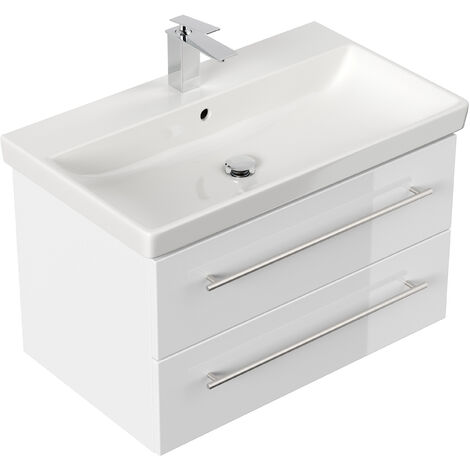 Meuble SDB avec vasque de Villeroy & Boch Avento 80cm blanc brillant