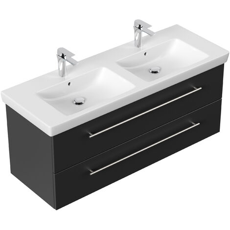 Meuble SDB avec vasque de Villeroy & Boch Subway 2.0 130 cm noir satiné