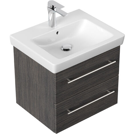 Meuble SDB avec vasque de Villeroy & Boch Subway 2.0 55 cm Charbon antique