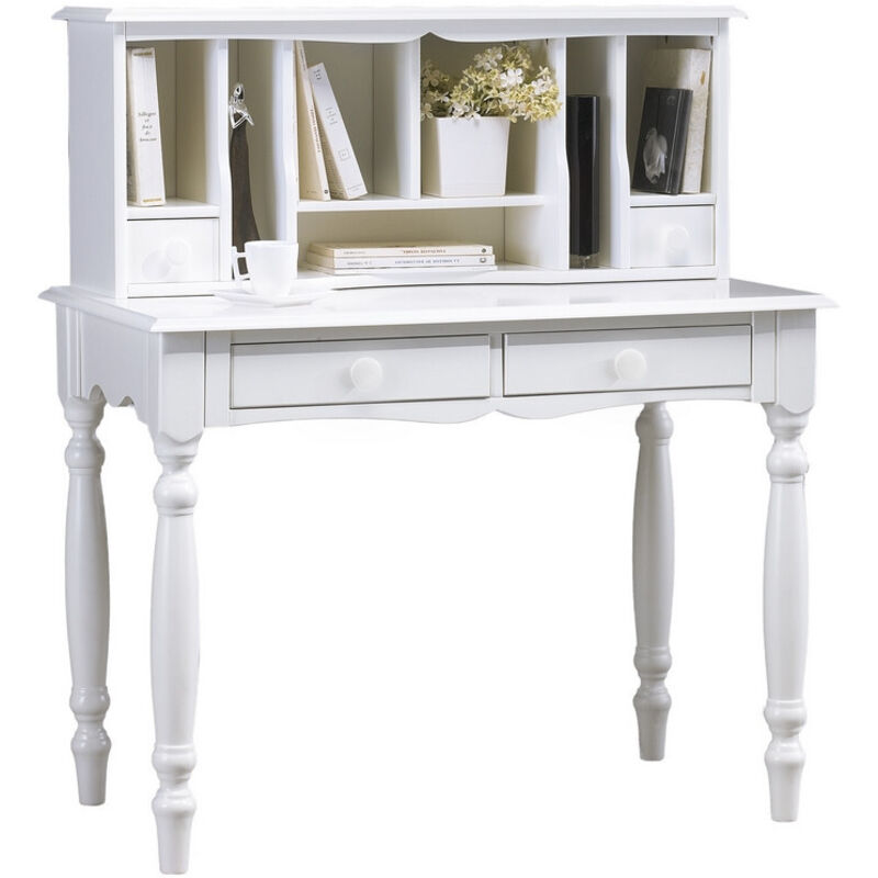 Meuble Secrétaire Blanc Style Anglais 4 Tiroirs 7 Niches L 100 H 114.3 P 56.4 cm