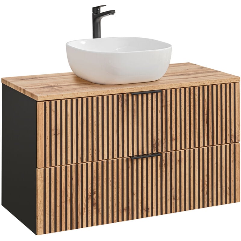 Petits-meubles - Meuble simple vasque 100cm Gaia Bois et Noir