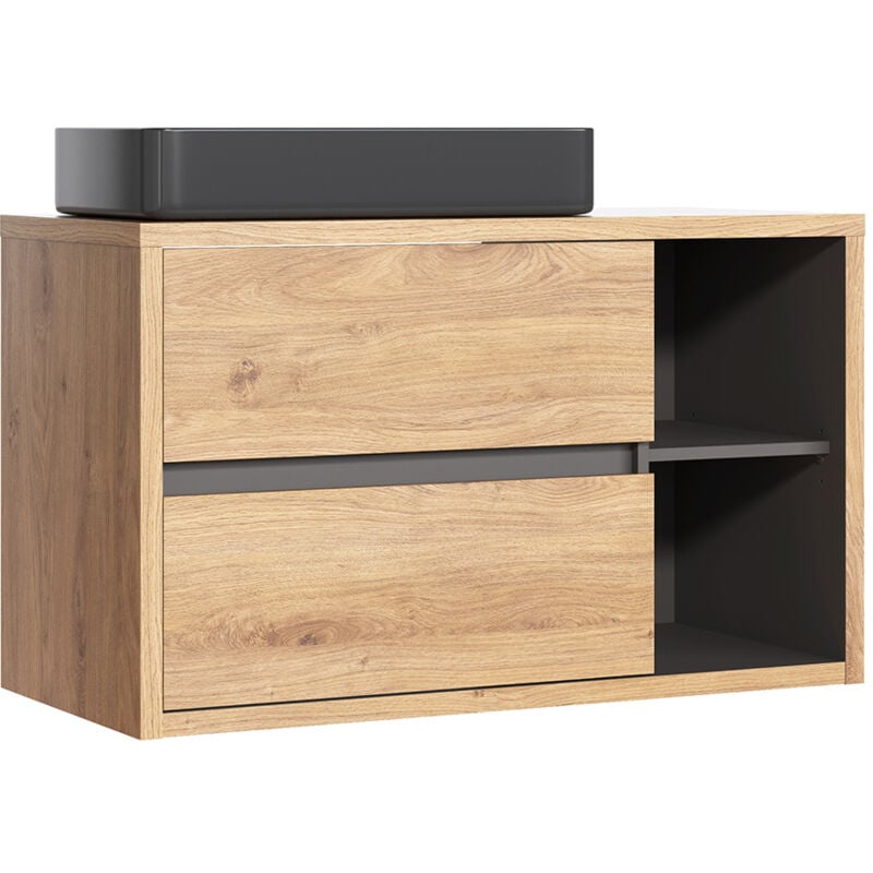 Petits-meubles - Meuble simple vasque 100cm Rigel Bois et Anthracite