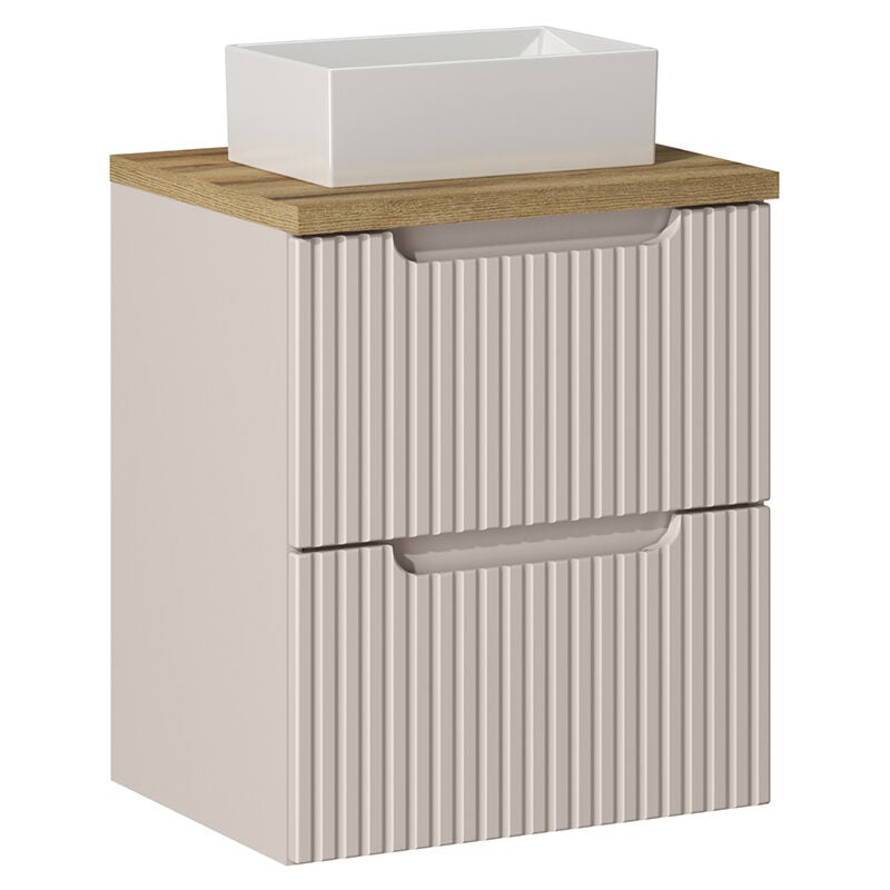 Petits-meubles - Meuble simple vasque 50cm 2 tiroirs Riva Cachemire et Bois