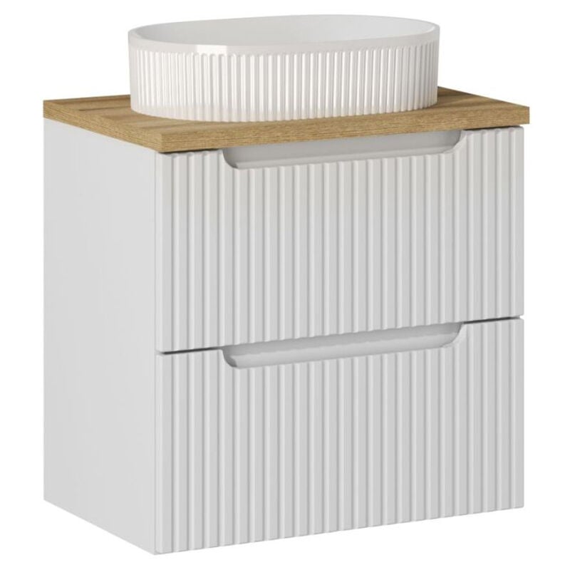 Petits-meubles - Meuble simple vasque 60cm 2 tiroirs Riva Blanc et Bois