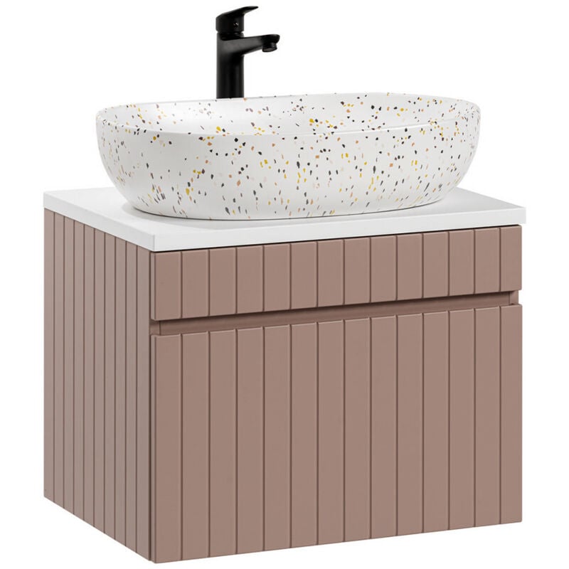 Meuble simple vasque 60cm Zelie Rose et Blanc
