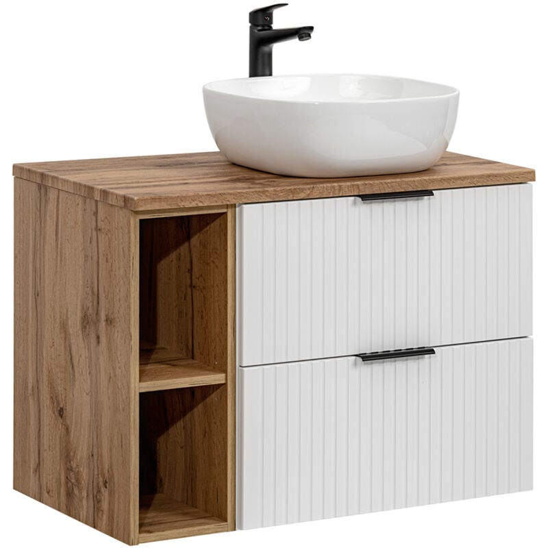 Petits-meubles - Meuble simple vasque 80cm 2 niches Adriel Blanc