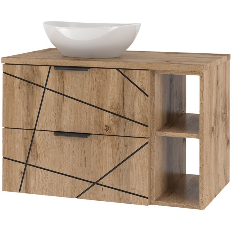 Meuble simple vasque 80cm 2 niches Teren Bois