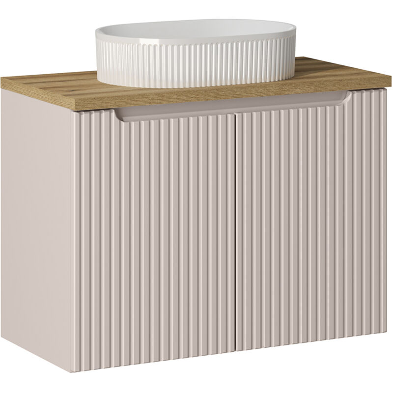 Petits-meubles - Meuble simple vasque 80cm 2 portes Riva Cachemire et Bois