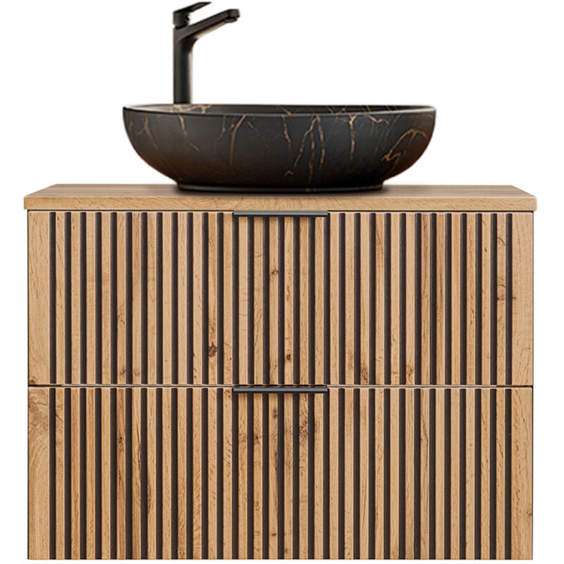 Petits-meubles - Meuble simple vasque 80cm Gaia Bois et Noir - Vasque Noir