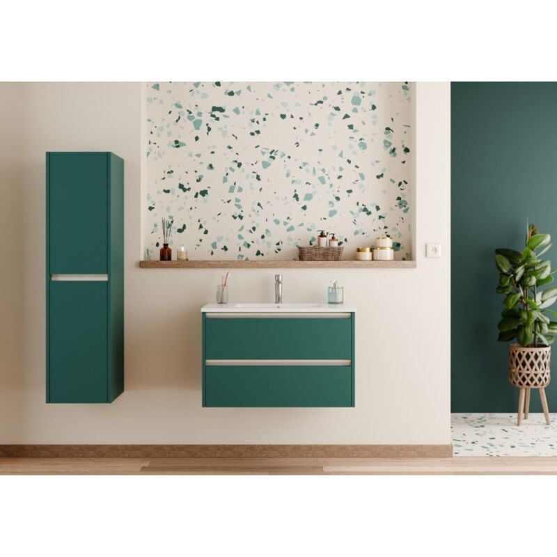 Sanitaire - Meuble vasque jupiter 3.0 Bleu Canard 80 cm - sans miroir