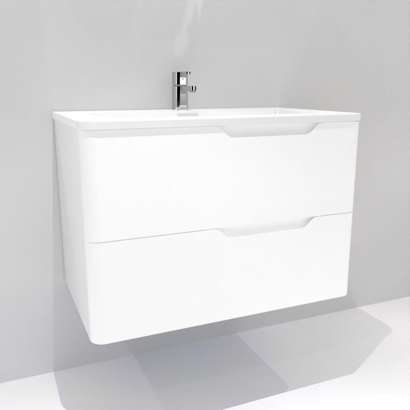 Meuble vasque luna Blanc brillant 80 cm - sans miroir