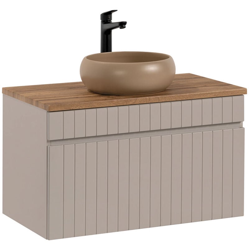 Meuble simple vasque 80cm Zelie Cachemire et Bois