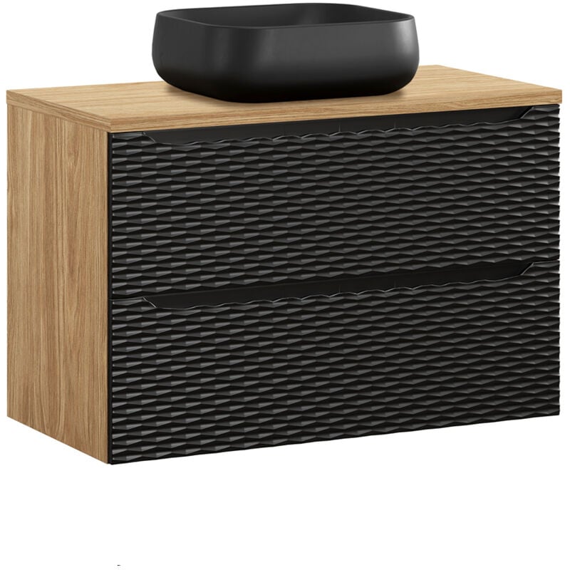 Petits-meubles - Meuble simple vasque 90cm Elora Noir et bois