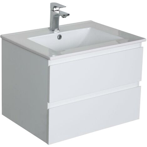 Meuble simple vasque blanc 60cm + vasque SORRENTO - Blanc