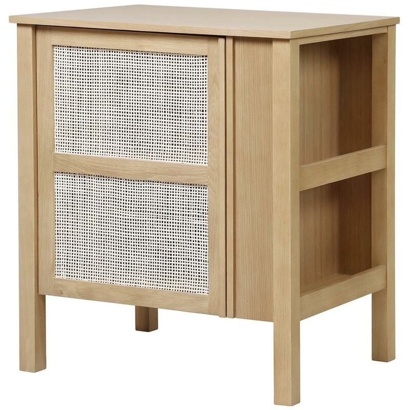 Mob-in - Meuble simple vasque chêne porte cannage 70 cm