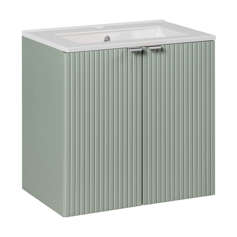 Meuble simple vasque encastrée 60cm 2 portes Jade Vert