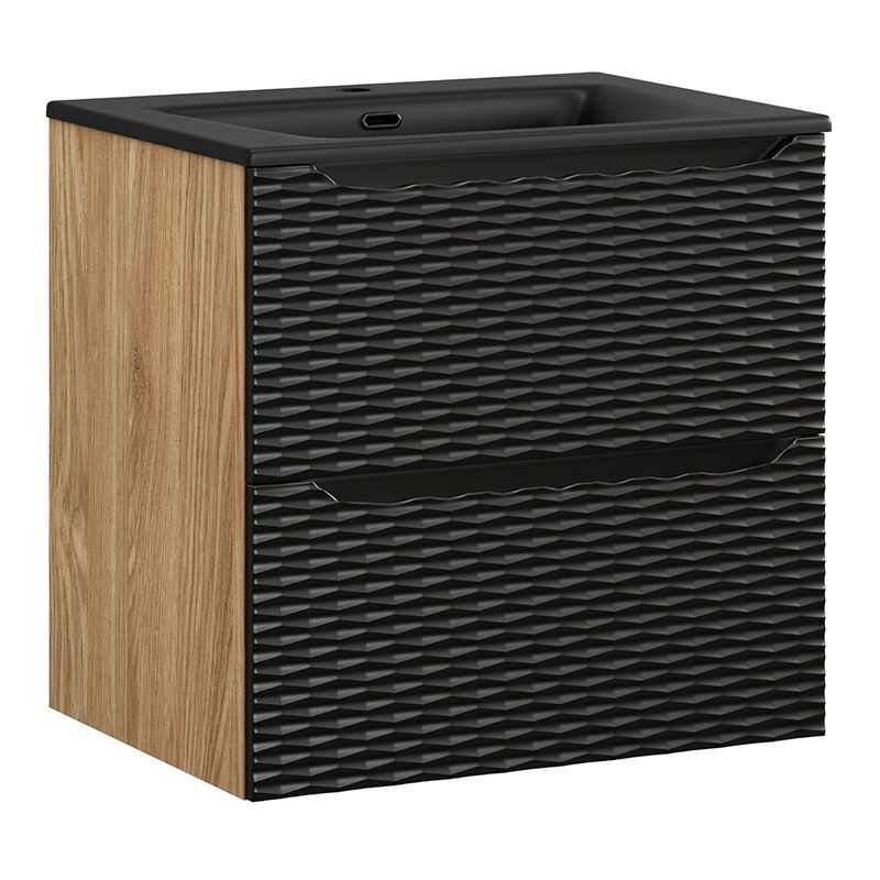 Petits-meubles - Meuble simple vasque encastrée 60cm Elora Noir et bois