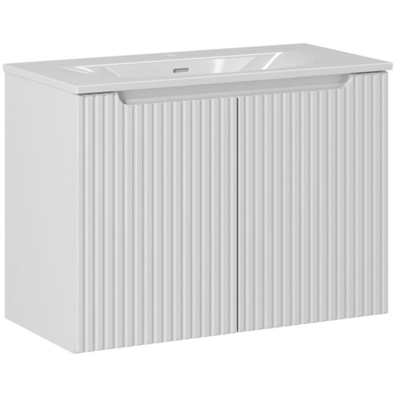 Petits-meubles - Meuble simple vasque encastrée 80cm 2 portes Riva Blanc