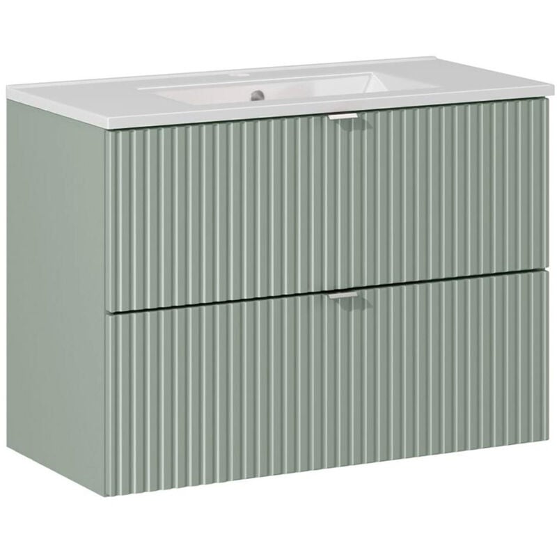 Petits-meubles - Meuble simple vasque encastrée 80cm 2 tiroirs Jade Vert