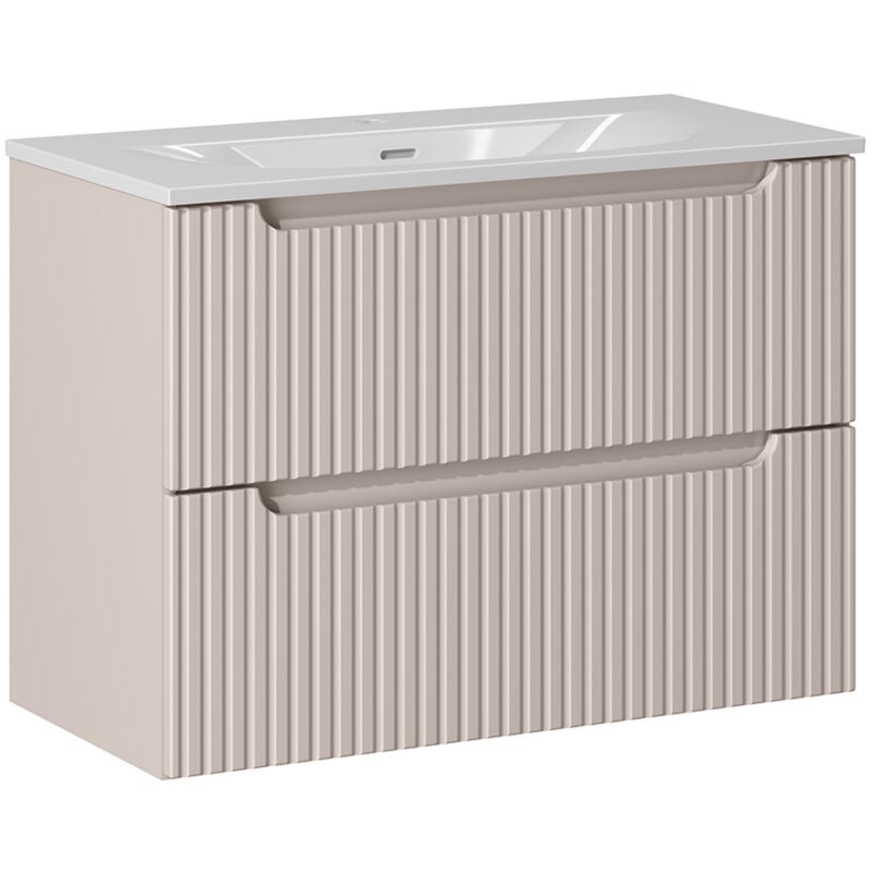 Meuble simple vasque encastrée 80cm 2 tiroirs Riva Cachemire