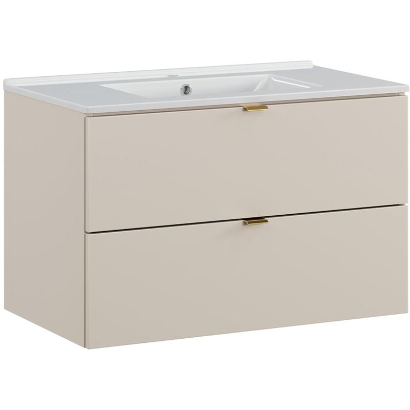 Meuble simple vasque encastrée 80cm Azel Cachemire